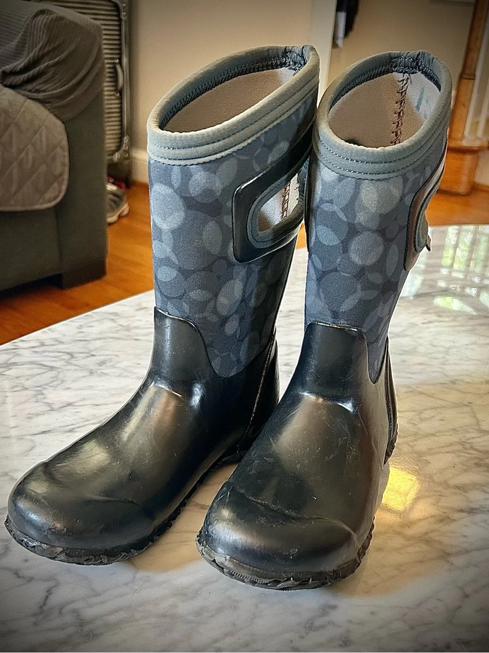 Bogs Kids Black and Gray Waterproof Rain Boots